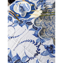 Load image into Gallery viewer, Indigo Orchid Linen Tablecloth