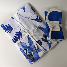 Load image into Gallery viewer, Indigo Orchid Linen Tablecloth