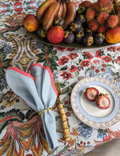 Load image into Gallery viewer, Coral & Grey Wavy Edge Pure Linen Napkins - Set of 8