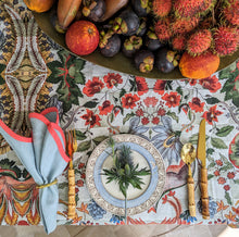 Load image into Gallery viewer, Checked Chintz Pure Linen Tablecloth