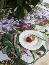 Load image into Gallery viewer, Tiger Orchid Linen Tablecloth