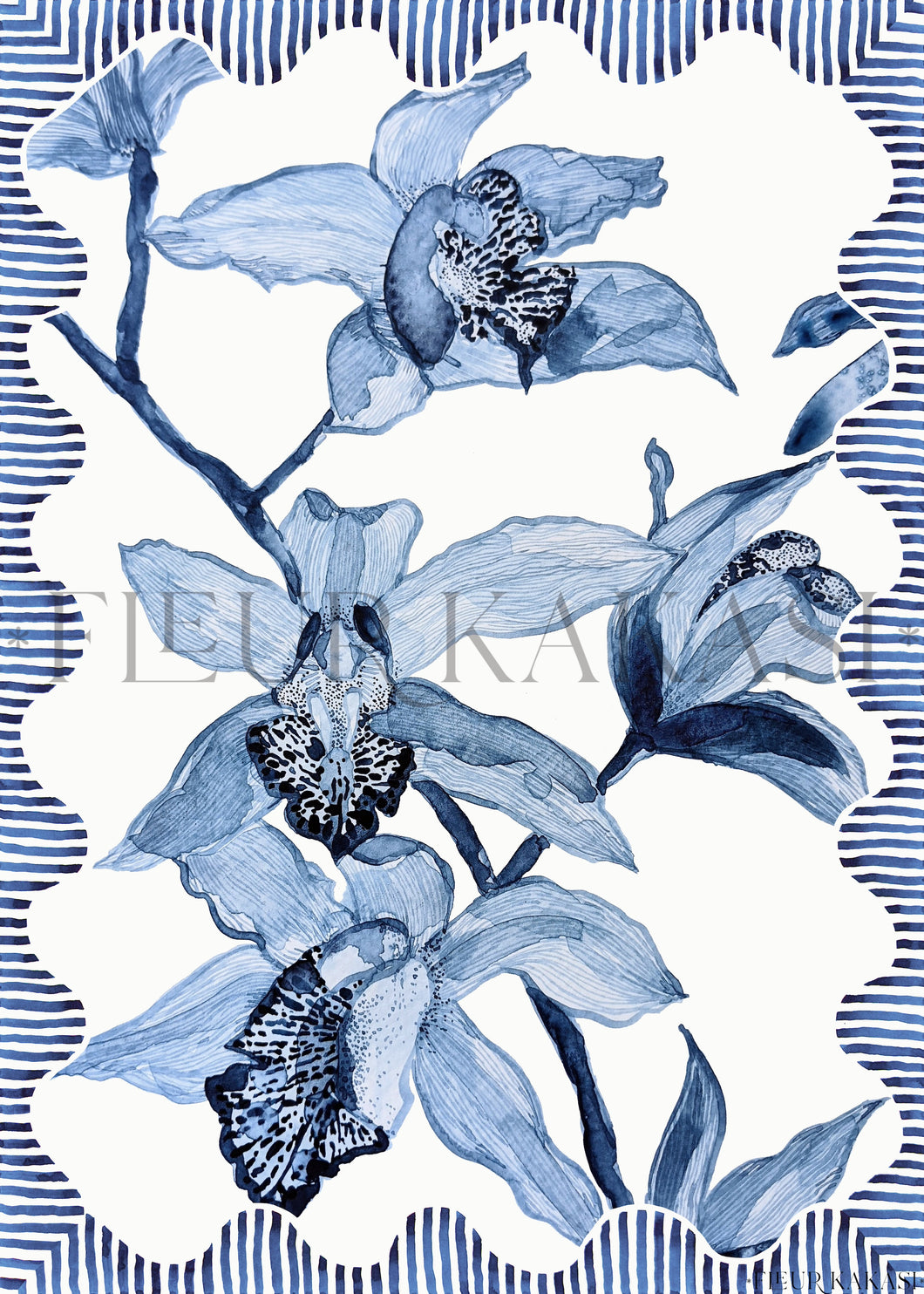 Blue Orchid Tea Towel