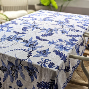 Indigo Orchid Linen Tablecloth