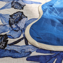 Load image into Gallery viewer, Indigo Orchid Linen Tablecloth
