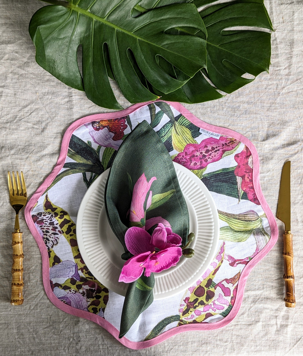 Tiger Orchid Linen Placemats - Set of 4