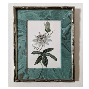 Passionflower - Marbled Paper Mount Original Painting