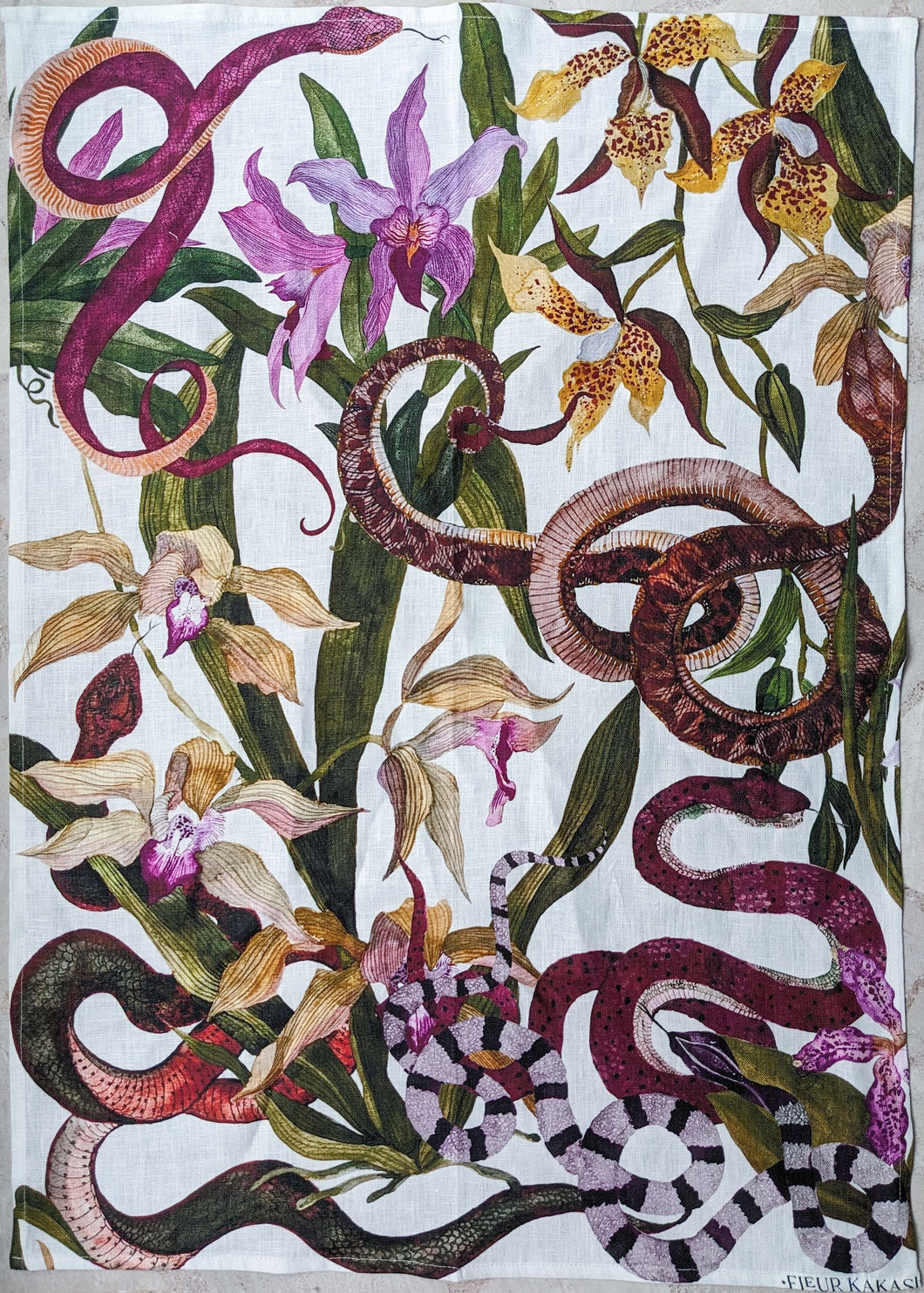 Snake Orchid Tea Towel