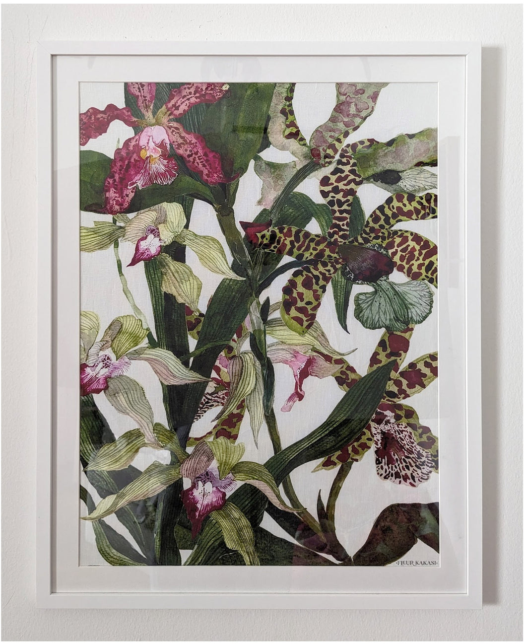 Framed Tea Towel - Tiger Orchids