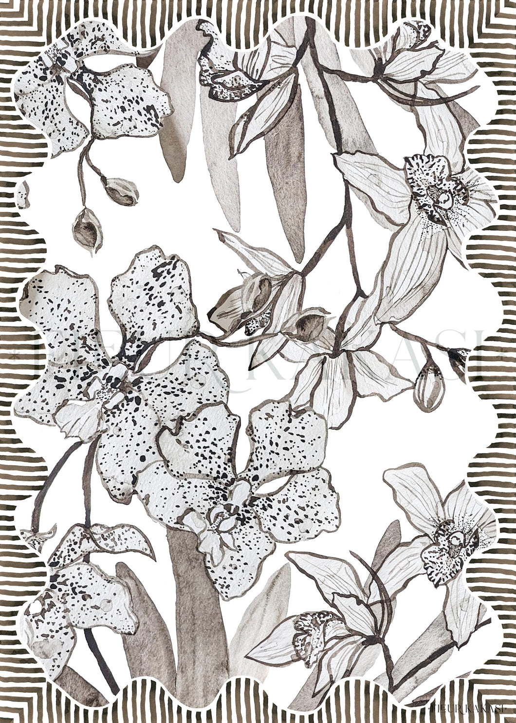 Chocolate Orchids Tea Towel