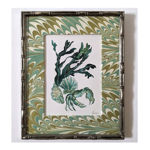 Marbled Paper Mount Original Paintings - Green Series of 9