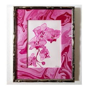 Marbled Paper Mount Original Paintings - Pinks & Reds Series