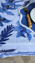 Load and play video in Gallery viewer, Indigo Orchid Linen Tablecloth
