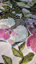 Load and play video in Gallery viewer, Embroidered Orchid Coasters - Set of 2
