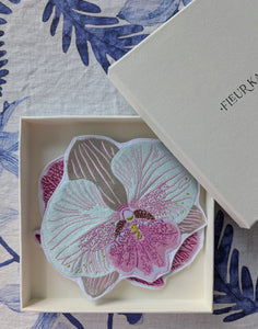 Embroidered Orchid Coasters - Set of 2