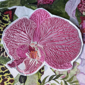 Embroidered Orchid Coasters - Set of 2