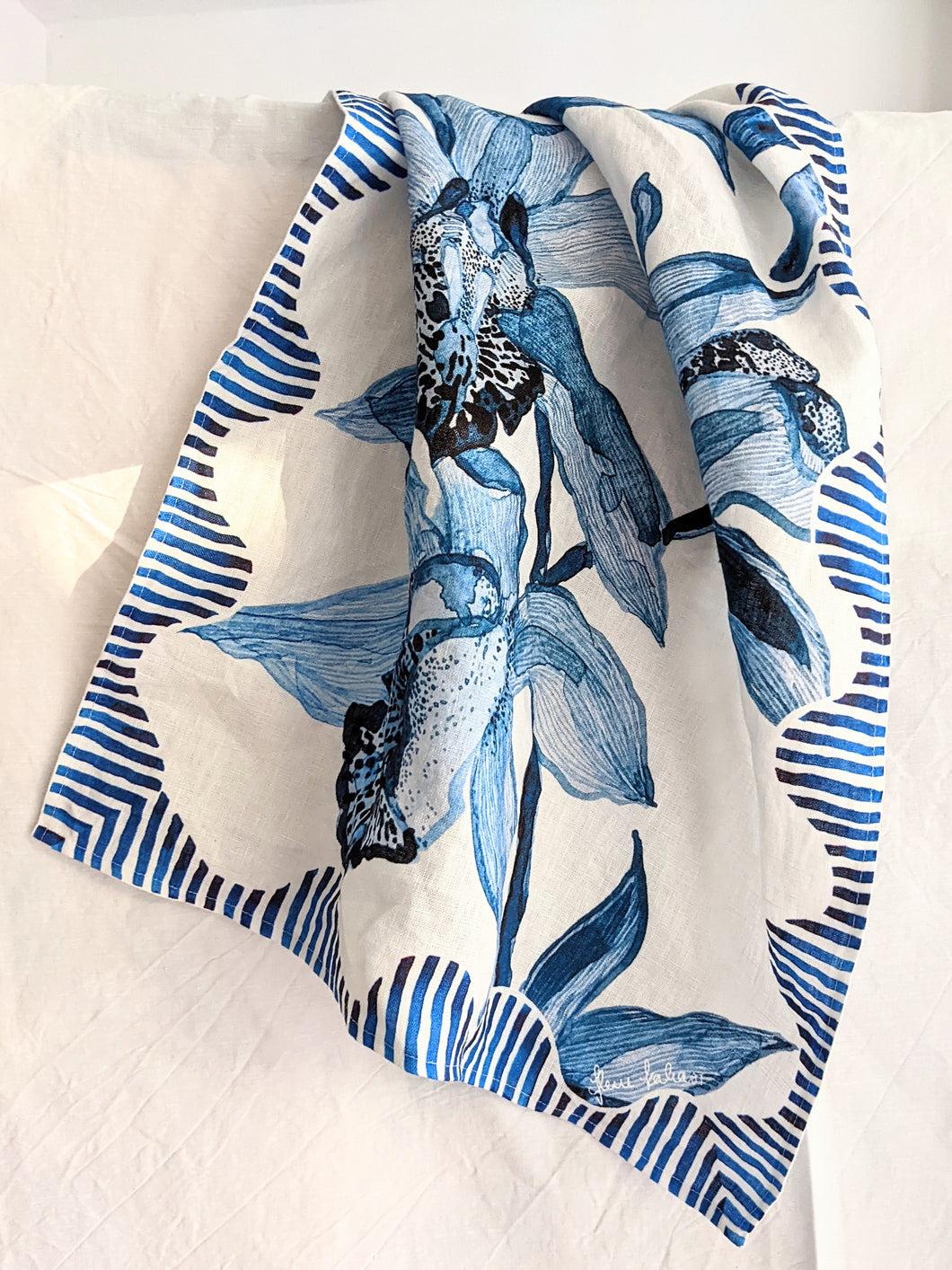 Blue Orchid Tea Towel